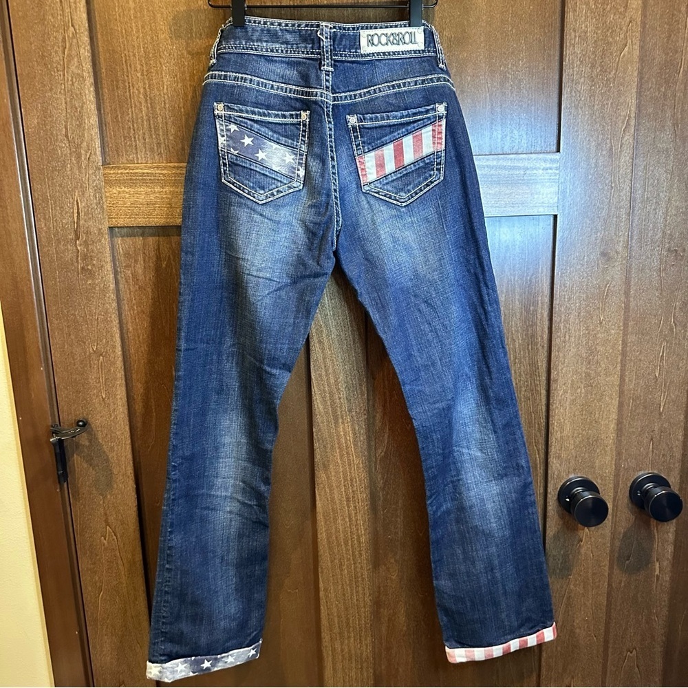 Rock & Roll Women's Dark Blue Boyfriend Jeans - Picture 5 of 6